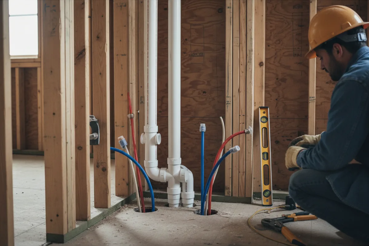 Drain and supply rough-in during Garbage Disposal Repair in Belmont